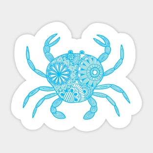 Mandala Crab (light blue and white) Sticker